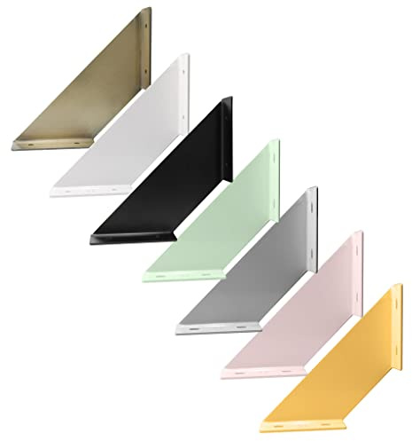 Natural Goods Berlin 2X Regalhalter Lichtenberg, schwerlast Regalträger, Regalstütze, Wandregal, Schweberegal für Küche und Büro (Antik Gold, 150mm Tiefe)