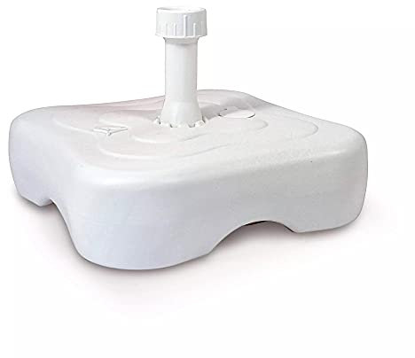 Pied de parasol en plastique blanc pour jardin, terrasse, 14 l, 18 l, 20 l (carré 14 L)