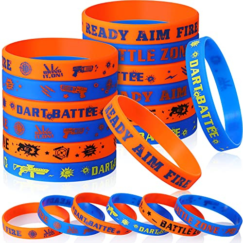 36 Pieces Dart War Party Favors Dart War Silicone Wristbands Dart Target Themed Party Silicone Bracelet Dart Gun War Pattern Print for Dart War Birthday Party Supplies Goodie Bag Silicone Wristbands