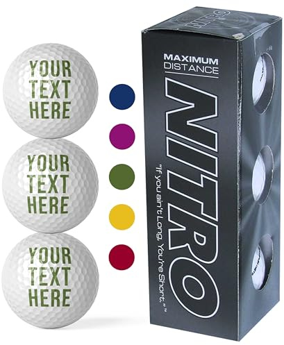 Spotted Dog Company Personalised Printed Golf Balls, 3 Pack White, Your Text Here, Custom Text, Gifts for Birthdays, Gift for Men, Christmas - Custom present for Dad - Customised Gifts for Golfers