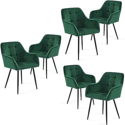 Perfur Casa® Esszimmerstühle 6er-Samt Grün: Esszimmer Set - Stuhl für Ihren Esstisch auch Stühlen Eessel Stühle mit Ihres Esszimmer