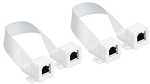 Good Connections Lot de 2 passe-porte/fenêtre Ethernet LAN RJ45 - Extrêmement plat - Prise RJ45 des deux côtés - Longueur totale avec fiche blanche - Longueur : 25-27 cm