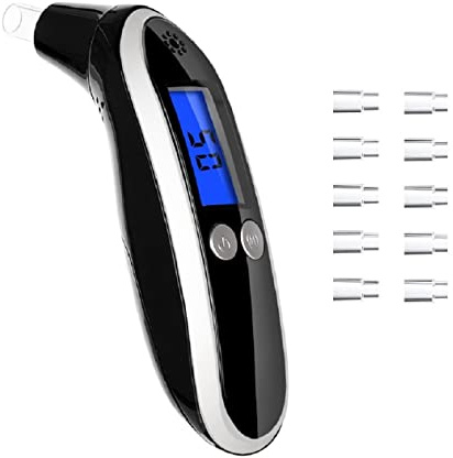 Ketone Breath Tester, Ketosis Meter, Keto Breathalyzer with 10pc Reusable Mouthpieces (Black)
