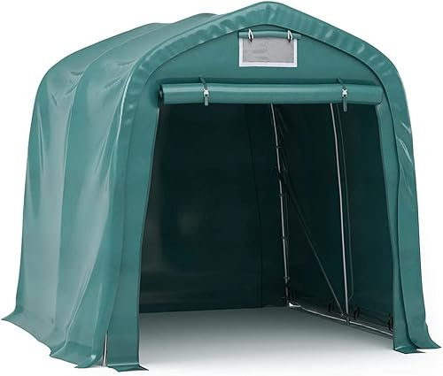 KOIECETA Garagenzelt Wasserfest Zeltgarage Weidezelt Foliengarage Zelt Lagerzelt Auto Motorrad Schutz Unterstand Lagerung PVC Dunkelgrün (2,4 x 2,4 m)