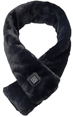 Écharpe chauffante USB solide Écharpe chauffante d'hiver Branchement USB Écharpe chauffante électrique Régulation à trois vitesses Chauffage USB Orthèse de cou chauffante Chapeau (B-Black, One Size)