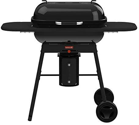 barbecook Magnus Premium Holzkohlegrill BBQ mit Gusseisenrost und 2 Seitentische, Grillen für 14 Personen, 85x64x110cm, Schwarz