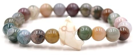 Chiastolith Armband, Armband Perlen Männer Delfin-Mode-Perlen-Stretch-Paar-Armband Umfang 19CM