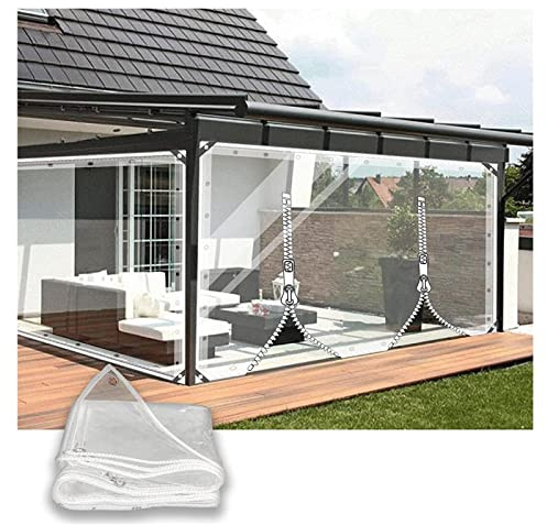 WZYJLyds Rideau Extérieur Imperméable, avec Porte Zippée Bâche Transparente Taille Personnalisable pour Facade Avant, Pergola, Cabana