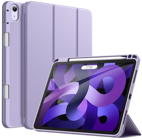 JETech Hülle für iPad Air 11 M4/M3/M2 & Air 5/4 10,9, Lila | Für iPad Air 11 (2026-2024) & Air 10,9 (2022/2020), Weiches TPU, Pencil Holder, Dreifach-Ständer, Stoßfestes Leichtdesign