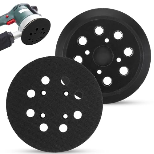 Almohadilla de respaldo de 8 agujeros de 5 pulgadas, 2 almohadillas de lijadora orbital negras de repuesto para lijadora base de lijadora, almohadillas de respaldo de lijado de gancho y bucle,