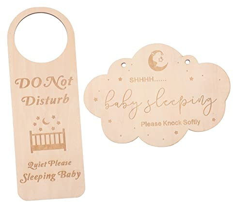 TOPPERFUN Schlafschild Holz Türhänger „bitte Nicht Stören“ Schlafen Zeichen Hängeschild Babyparty Geschenk
