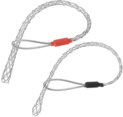 QUARKZMAN Tire-Câble de Traction 0.9/1Ft Tire-Chaussettes de Traction en Treillis Métallique Tête Unique Acier Galvanisé Couverture en Filet Lisse pour Câble 6-10mm+10-12mm (Noir + Rouge)