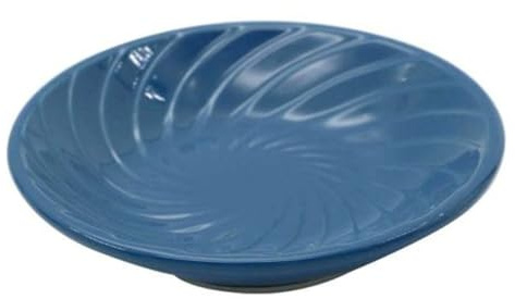 OISE ART STORE Trade Shop - Piattino Porta Sapone Saponetta in Ceramica Rigata Spirale Blu Tondo Bagno 79956 -