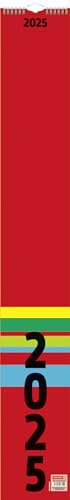BRUNNEN Streifenkalender (2025), 1 Seite = 1 Monat, 130 × 910 mm, rot