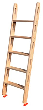 Platzsparende Mobile Etagenbettleiter, unlackierte Holzleiter für den Dachboden, einfach zu montierende Studentenwohnheim-Bettleiter mit Haken, 40 cm breit (Farbe: Natur, Größe: 5 Stufen 150