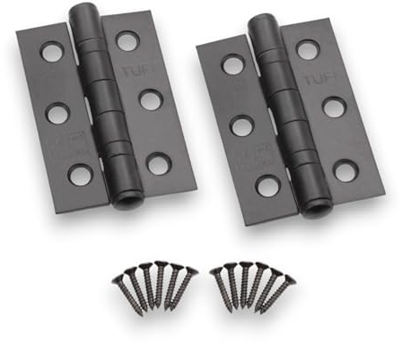 Infinity Decor Heavy Duty CE7 Steel Ball Bearing Butt Hinges Set – 80mm Hinges Suitable for Internal External Doors and Windows (Matt Black)