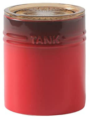 Sucrier, sucrier en céramique dégradé français avec couvercle, sucrier solide avec cuillère, pot à épices en porcelaine, rangement de décoration de cuisine, rouge, 400 ml/14 oz (couleur : rouge) ( Col