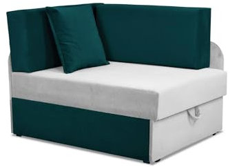 Family Meble Kindersofa, Modell Denis Duo, Eck Sofa mit Schlaffunktion, Freistehendes Ecksofa, Klappbares Ecksofa für Kinder, 3 Schlaflängen, Strapazierfähiges Material Schmutzabweisend,Trinity 32/28