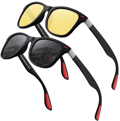 Perfectmiaoxuan Sonnenbrille Herren Polarisiert Damen UV Schutz,Ultraleichte Brillengestell Angeln Fahrradbrille Reisen Sportbrille Nachtsichtbrille für Autofahrer