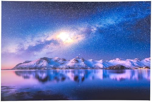 infactory Leinwandbild: Animiertes LED-Wandbild Sternschnuppe, 38 x 58 cm (Weihnachtsdeko Bilder mit LED, Bilder Winter, Kerze)