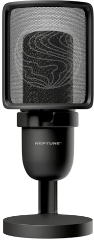 Neptune Sonus Gaming Microphone | Streaming Mic with Pop Filter for Vocal Clarity | Desktop Microphone for Streaming, Gaming, Recording, & Podcast | Microphone for PC with Type-C to USB Cable (Black)