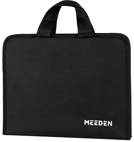 MEEDEN Art Portfolio Sketch Bag: custodia portatile per artisti, per album da disegno e acquerelli da 22,9 x 30,5 cm, con cerniera, per pennelli e penne, accessori artistici su tela, Nero, Forniture