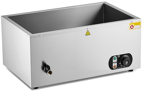 WILPREP Bain Marie Électrique Professionnel Bacs 1500W sans Bacs Thermostat Réchauffeur d'Aliments Commercial en Acier Inoxydable avec Robinet Chauffe-Plat Buffet 30-85°C Températures Ajustables