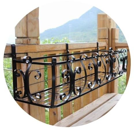 PEBFHSQW Jardinería Soporte para Flores De Hierro Forjado – Macetero para Balcón, Barandilla Colgante para Alféizar De Ventana, Soporte Resistente para Macetas(60 * 27 * 19cm)