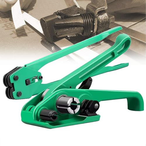 QIeAny Outil De Cerclage Robuste De 16 À 19 Mm - Tendeur Et Coupe-Ceinture Manuel pour Courroies en Plastique/Acier. Les Poignées Allongées Facilitent L'utilisation Et Facilitent Le Travail,Green