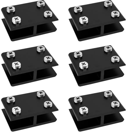 Cokritsm Nero 180 gradi 6pcs Morsetto di vetro per 10-12 mm Spessore | Morsetto regolabile del supporto della mensola di vetro, armadietto del gabinetto