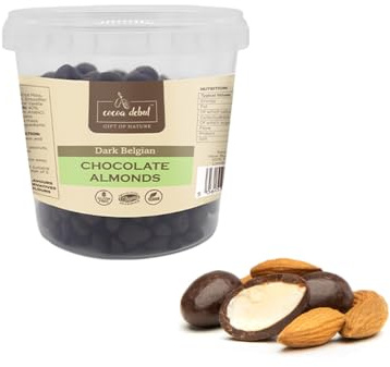 Cocoa Debut – Dark Belgian Chocolate Covered Almonds – Vegan Friendly, Gluten Free, Palm Oil Free – Guilt-Free Snack with Real Belgian Chocolate