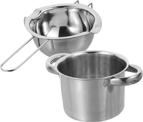 SOLUSTRE Stainless Steel Chocolate Melting Pot with Outer Pot Rust Resistant Double Boiler for Butter Cheese Candy Wax Melting Compact Lightweight Kitchen Tool for Baking and Cooking