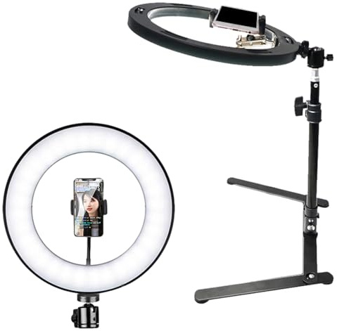 Treppiede per trasmissioni dal, supporto per telefono con illuminazione flessibile, supporto per configurazione streaming, braccio regolabile con luce intensa per riprese video, presentazioni