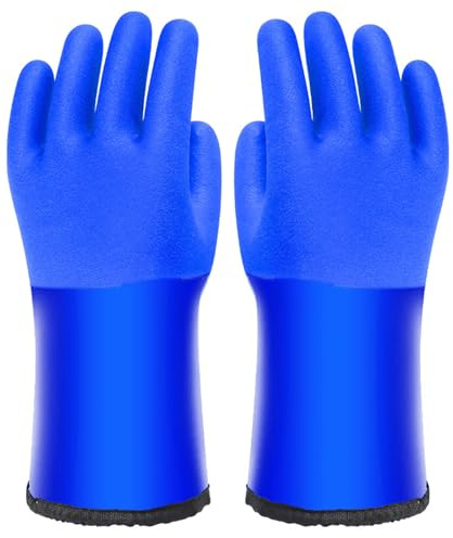 YiNLuax Strapazierfähige Mit Fleece Gefütterte Wasserdichte Gummihandschuhe Kältebeständig Rutschfest Geeignet Für Arbeiten Und Aktivitäten Freien Wasserdichte Thermo Arbeitshandschuhe