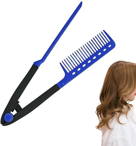 Njidher Pettine | Piastra per capelli a forma di V per la separazione | delle ciocche, pettine per acconciature con presa come ferro da stiro, per uso domestico, in viaggio, per le uscite, in hotel