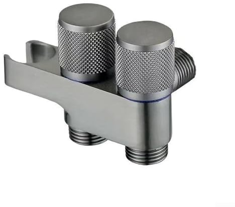 BlesConi Válvula de ángulo de aleación de zinc, válvula de doble salida G1/2 pulgadas para cabezal de ducha, inodoro, fregadero y lavabo (gris)