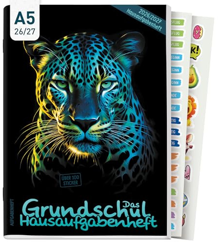 Häfft® Hausaufgabenheft Grundschule 2026 2027 A5 mit Datum Leopard