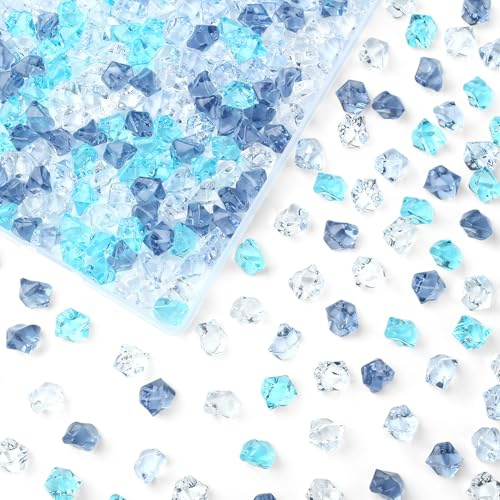 AWARDSEN 500 Stück Acryl 14 mm Diamanten Dunkelblaumix, Edelsteine für Kinder mit Box | AWARDSEN Deko Blau für Hochzeit, Tischdeko, Vasenfüller, Party, Aquarium, Kunsthandwerke Deko