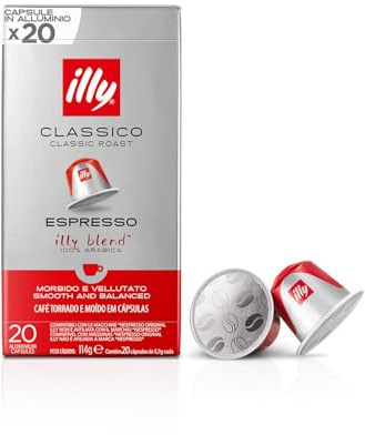 illy, Caffè in Capsule Compatibili CLASSICO, 1 Confezione da 20 | in Alluminio, 100% Arabica con Note di Fiori d'Arancio e Gelsomino, Gusto Morbido e Retrogusto Dolce