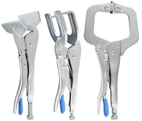 CCLIFE 3 Pezzi Set di Pinze di Bloccaggio per Saldatura con 240mm Piega Lamiera Pinze 285mm Morsetto di Bloccaggio a C 250mm Morsetto di Bloccaggio a W Pinza Autobloccante Pinza Regolabile