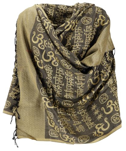 Pashmina Viskose Schal/Stola mit OM Muster, weich | Seidig weicher Schal, beidseitig tragbar, Unisex, 100% Viskose, vielseitig kombinierbar, elegantes Accessoire.