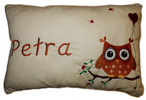 Momelie Schmusekissen in beige * Kuschelkissen * Eule * mit Namen Bestickt * ca. 25 * 40 cm groß * SK-be_0023