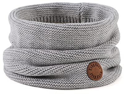 Peecabe Baby Boys Knitted Scarves Warm Toddler Girl Infinity Scarf Kids Soft Chunky Neck Warmer for Fall Winter (Gray)