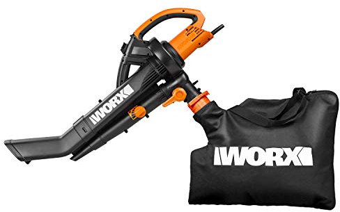 WORX Soffiatore elettrico da 3000 W e aspirapolvere per foglie con mulcher/aspirapolvere 3 in 1, dispositivo 3 in 1, con sacco di raccolta da 45 l, 335 km/h, 600 m³/h (non fumare batterie)