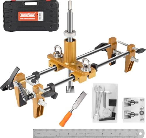 Luckyway Door Lock Installation Kit Mortising Machine Mortise Jig, Door Lock Hole Opener Kit, Lock Mortiser with 3 Drill Bits for Wooden Doors