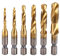 Bosque para roscar, 6 piezas Brocas HSS con varilla hexagonal, juego de brocas de roscado, taladro y roscado HSS recubierto de titanio M3 a M10 para perforar el roscado fresado