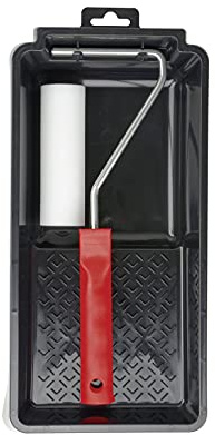 plid Lackierset 3 teilig Farbwanne Steckbügel Walze Lackrolle Farbroller Lakierrolle Schwarz, Rot, Weiß