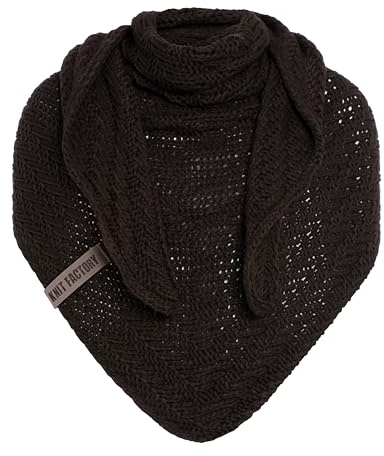 Knit Factory - Sally Trekantssjal - Dark brown - 220x85 cm