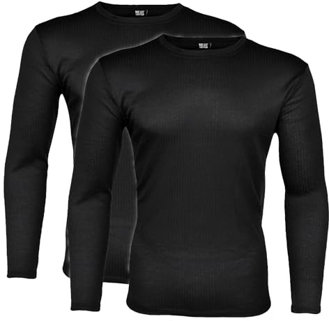 BestSale247 Termoundertröja för män (2-pack) med innerfleece varma vinterunderkläder, skidunderkläder bomull, svart, M