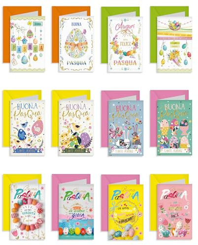 ARKRAFT Biglietto auguri Pasqua in italiano 12 biglietto + 12 busta (P2 12)